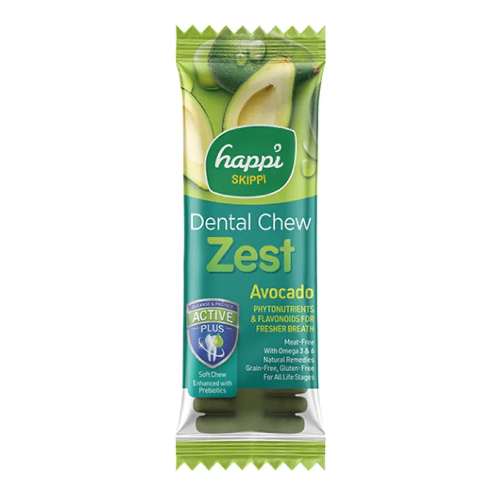 10 FOR $12: Happi Skippi (Doggy) Zest Avocado 4 Inch Dental Dog Chew 25g