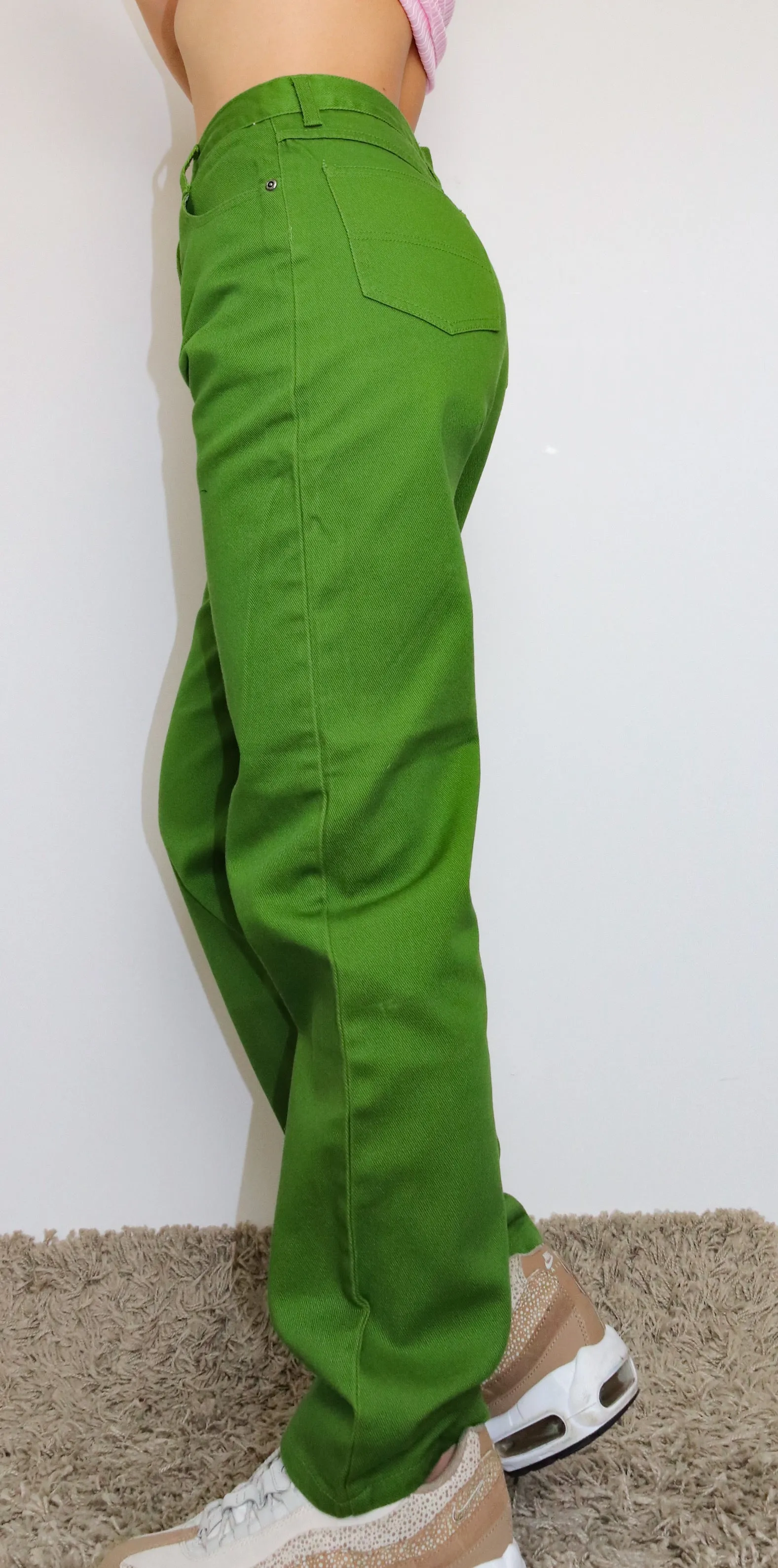 90s VINTAGE GREEN HIGH WAISTED TRADER COTTON JEANS PANTS TROUSERS