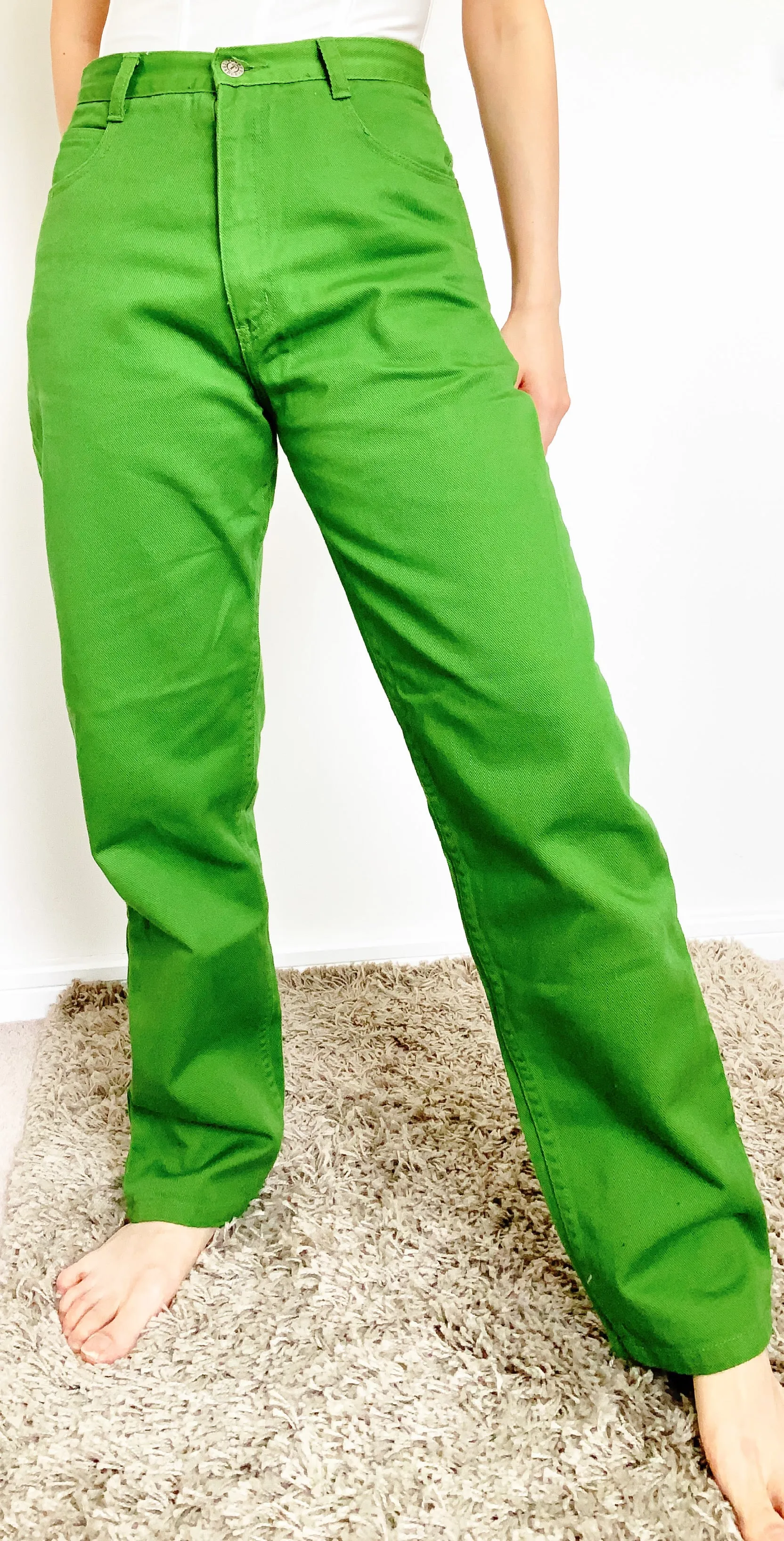 90s VINTAGE GREEN HIGH WAISTED TRADER COTTON JEANS PANTS TROUSERS