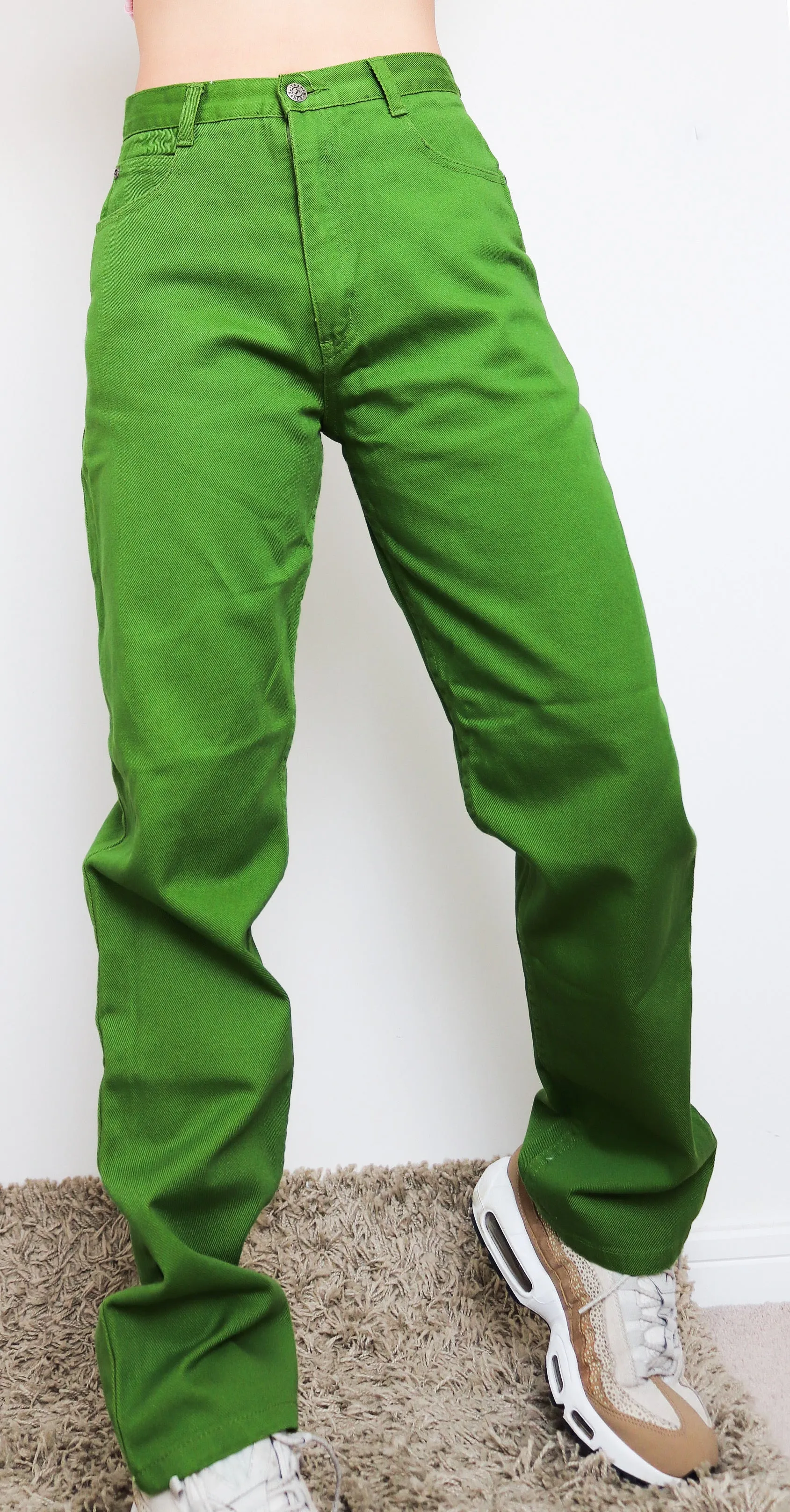 90s VINTAGE GREEN HIGH WAISTED TRADER COTTON JEANS PANTS TROUSERS