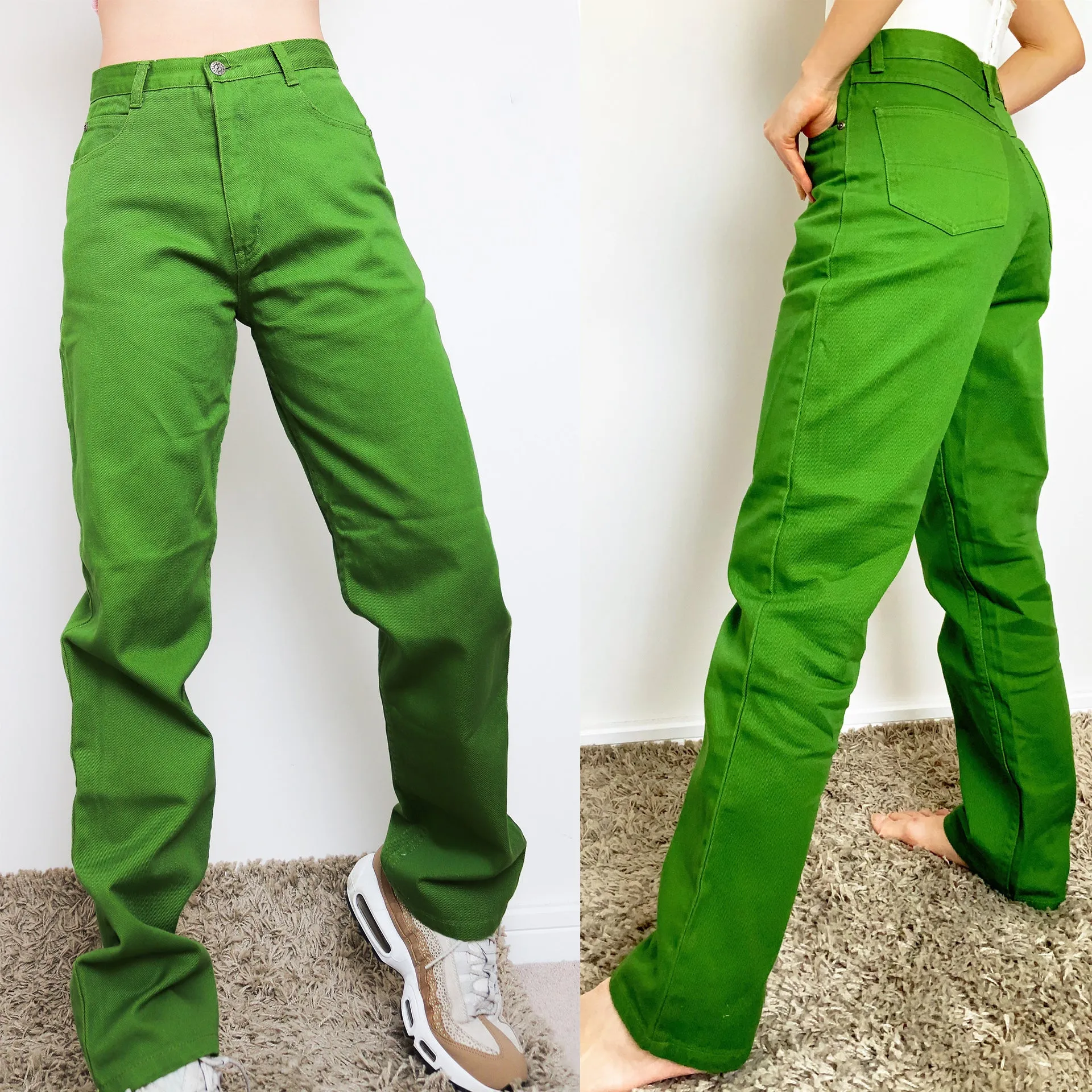 90s VINTAGE GREEN HIGH WAISTED TRADER COTTON JEANS PANTS TROUSERS