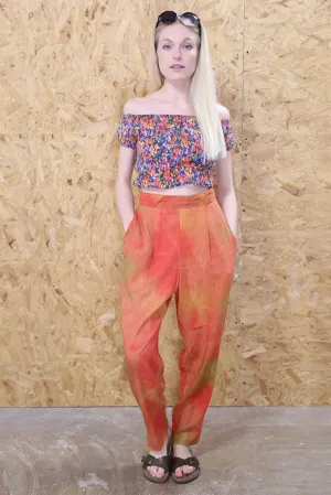 Abstract Burnt Orange High Waisted Trousers