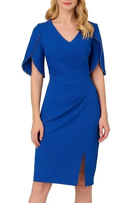 Adrianna Papell Day Pearl Embellished Knit Crepe Sheath Dress - Wholesale