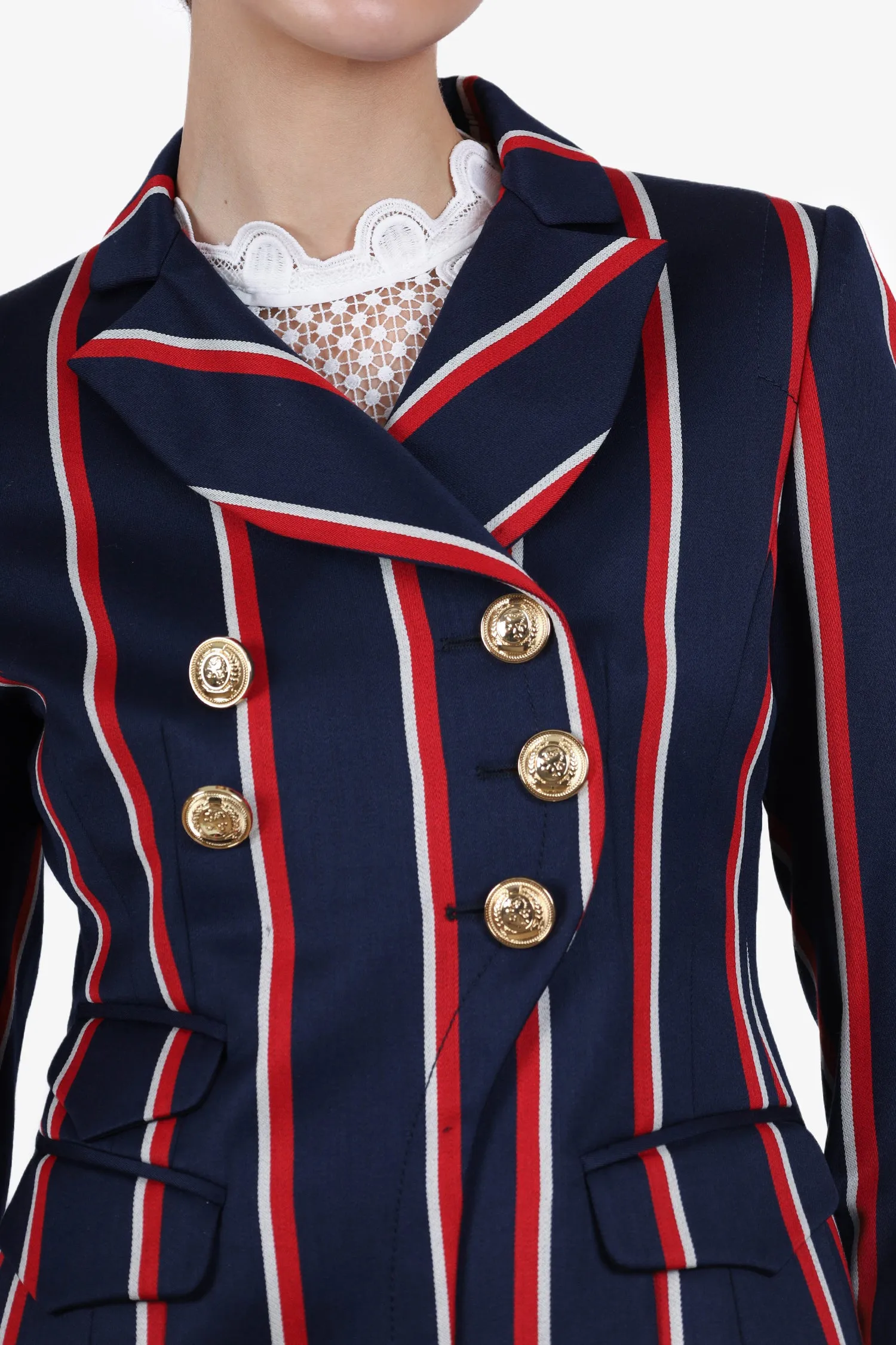 Altuzarra Blue/Red Wool Striped Blazer Size 38