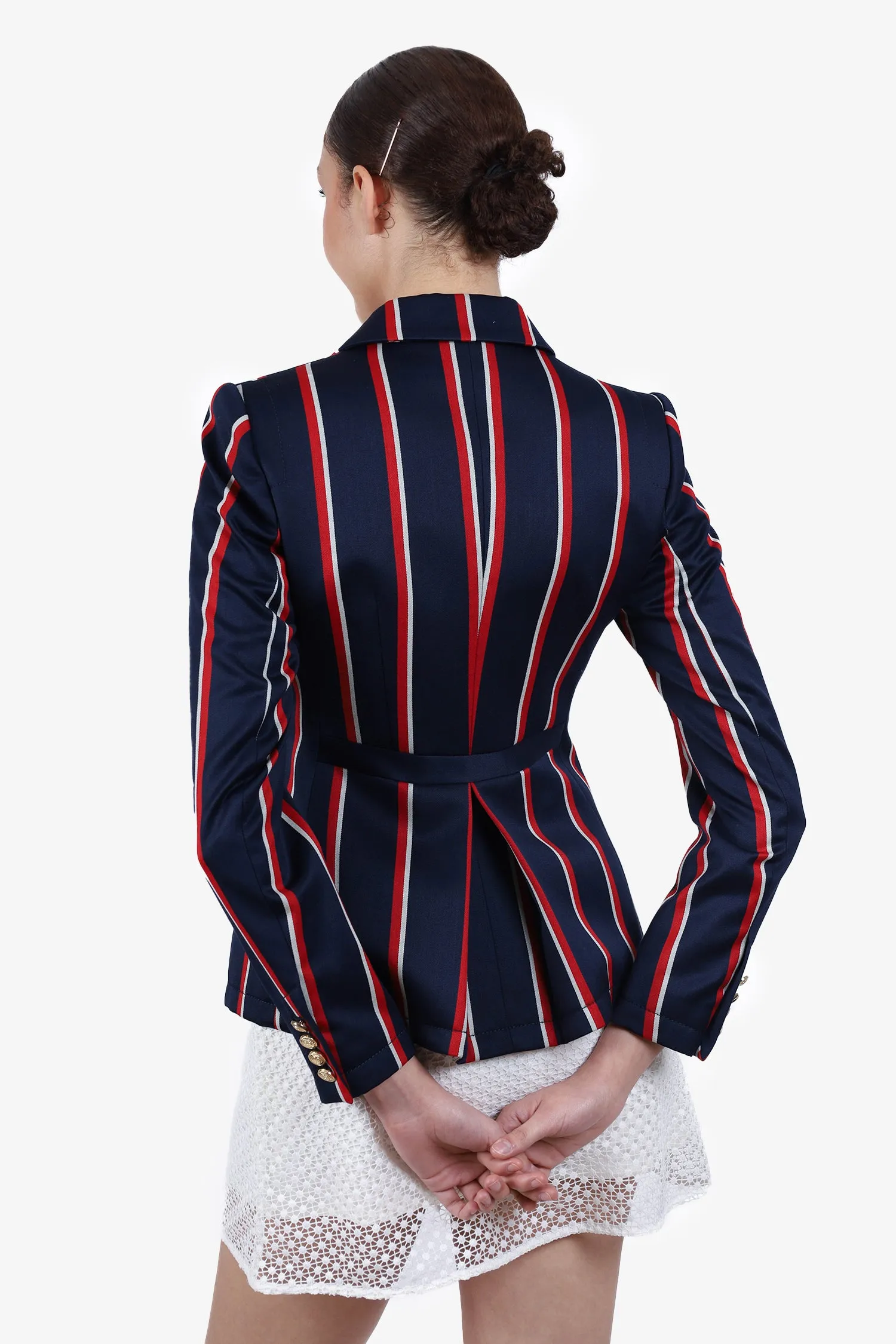 Altuzarra Blue/Red Wool Striped Blazer Size 38