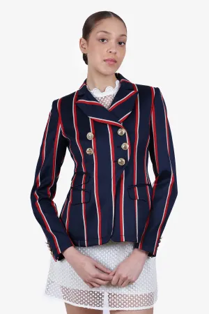 Altuzarra Blue/Red Wool Striped Blazer Size 38