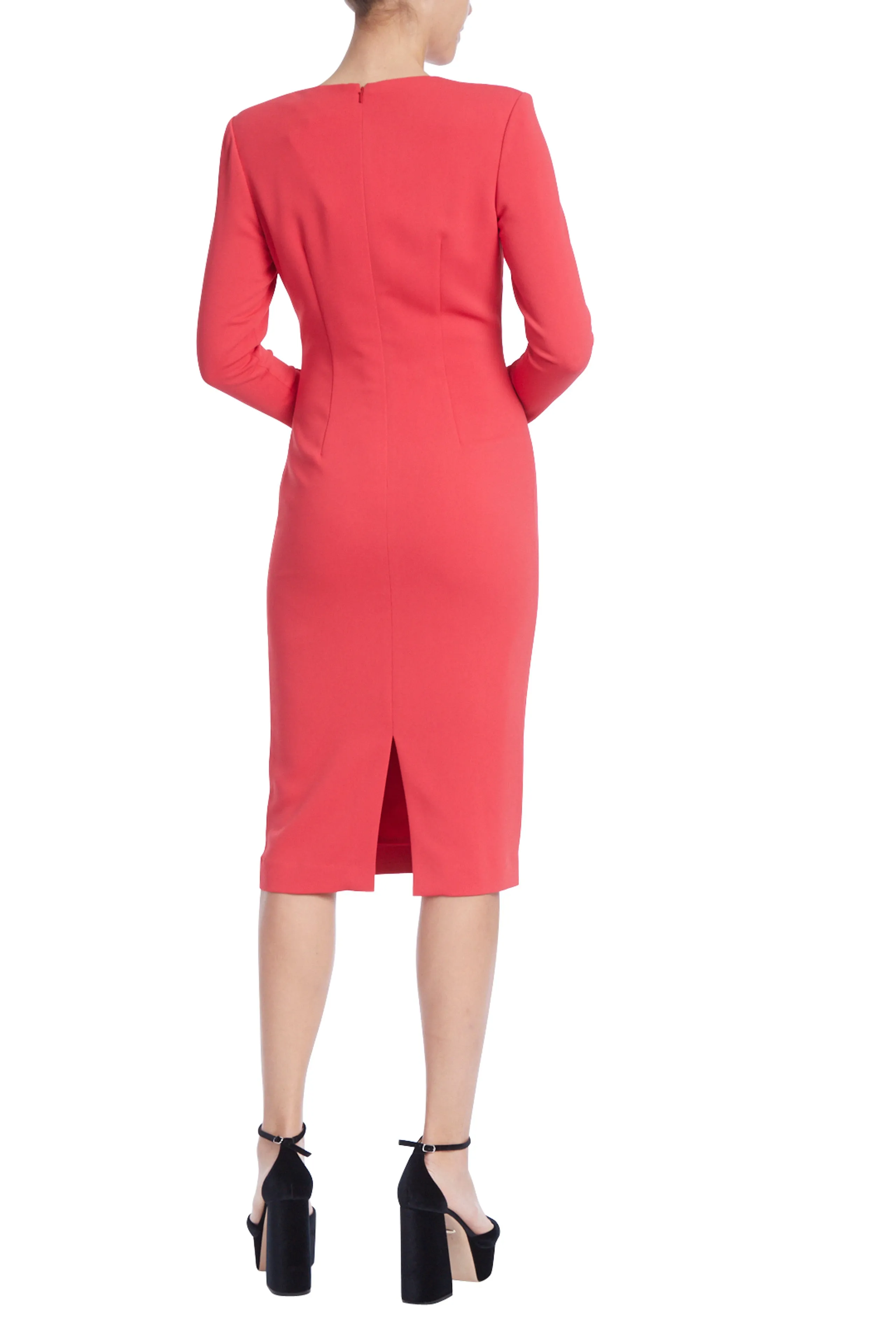 Badgley Mischka Long-Sleeved Sheath with Shoulder Knot