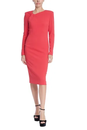 Badgley Mischka Long-Sleeved Sheath with Shoulder Knot