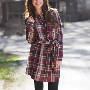 Bale Flannel Shirt Dress Burgundy