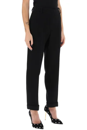 Balmain Cuffed Wool Crepe Trousers