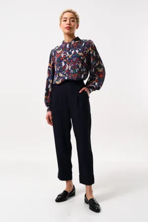 Bayeux Sustainable Satin Back Trousers Navy