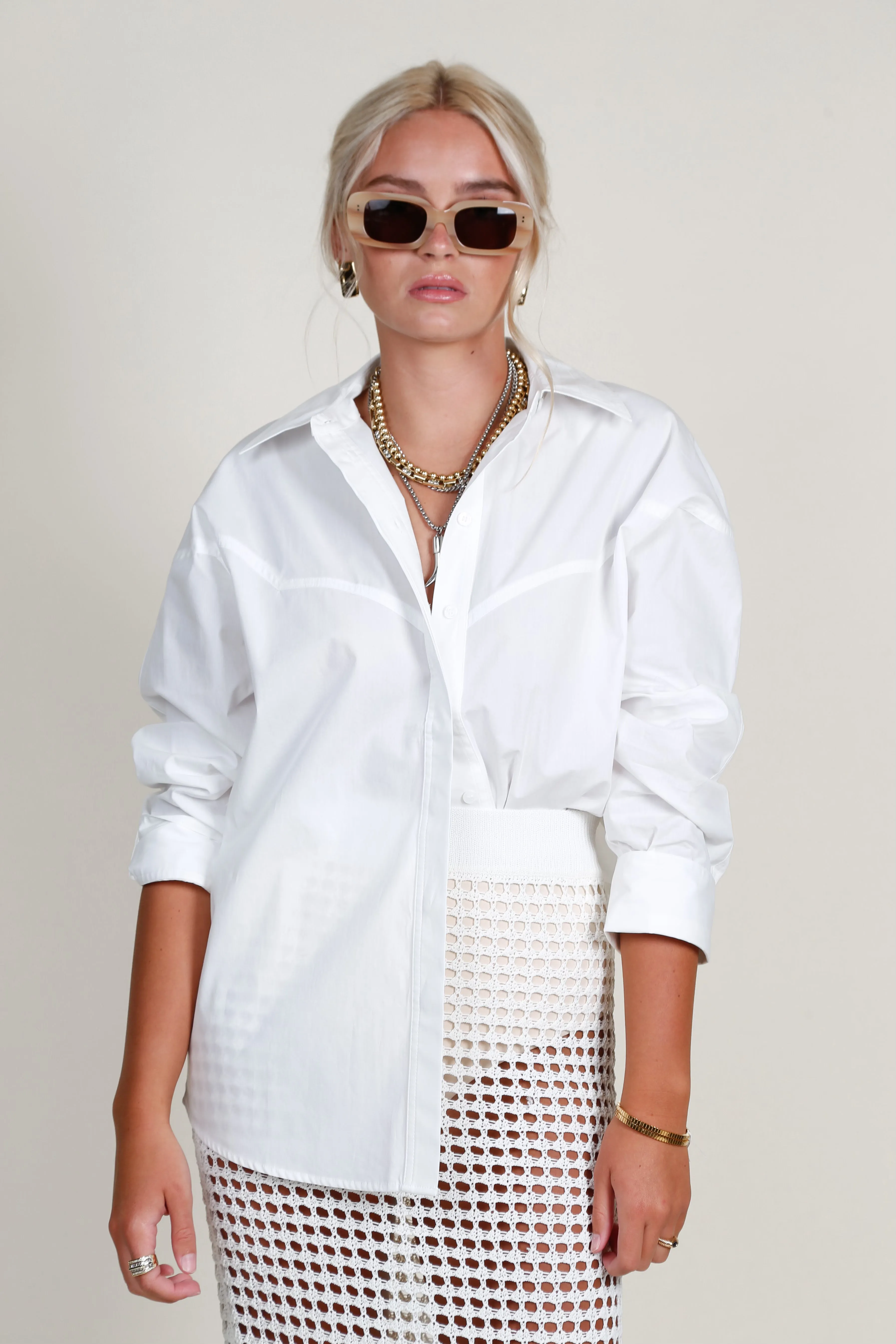 BEC   BRIDGE | Arlo Yoke Shirt - Ivory