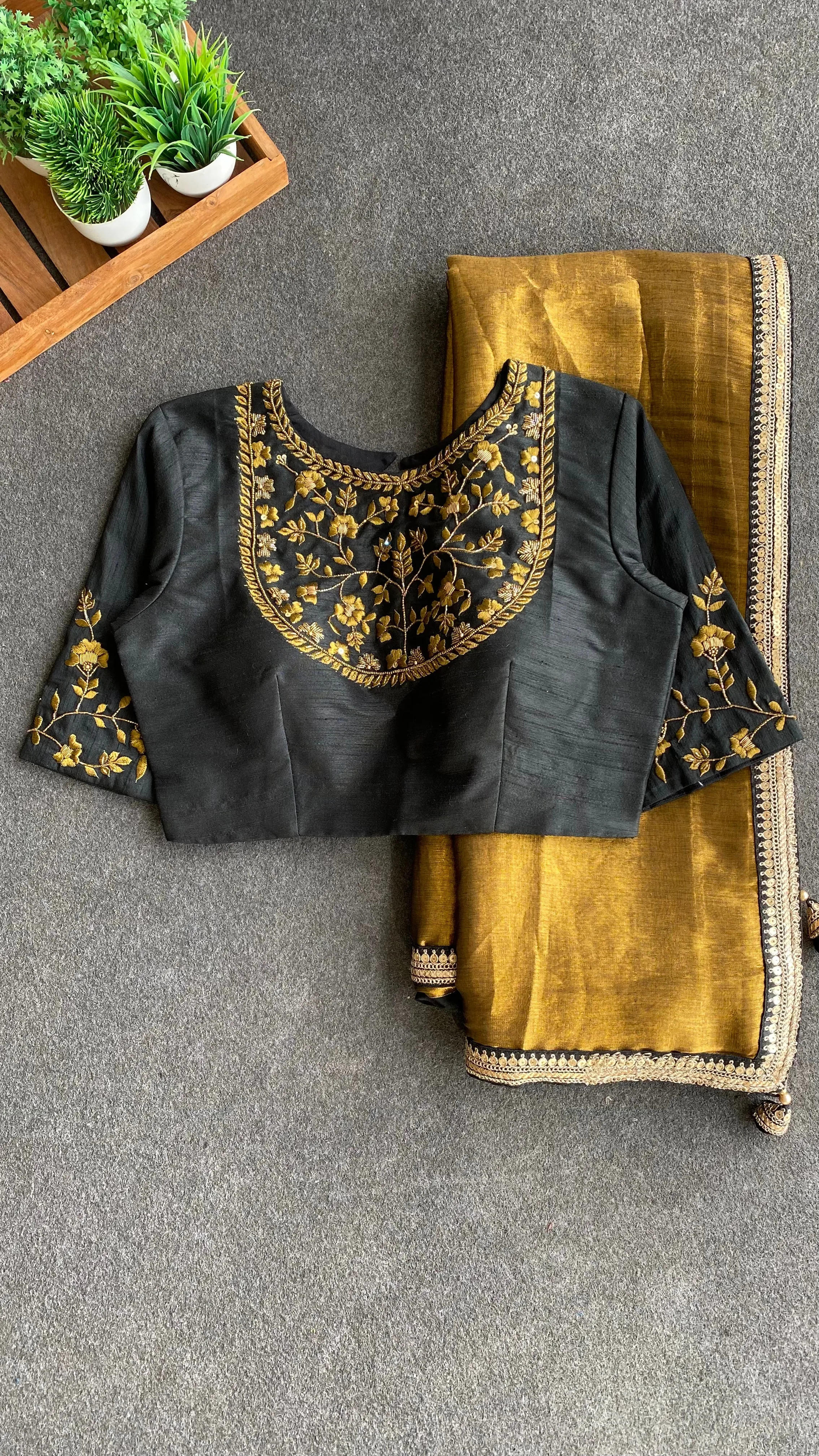 Black JEWEL front hand worked blouse (only blouse)