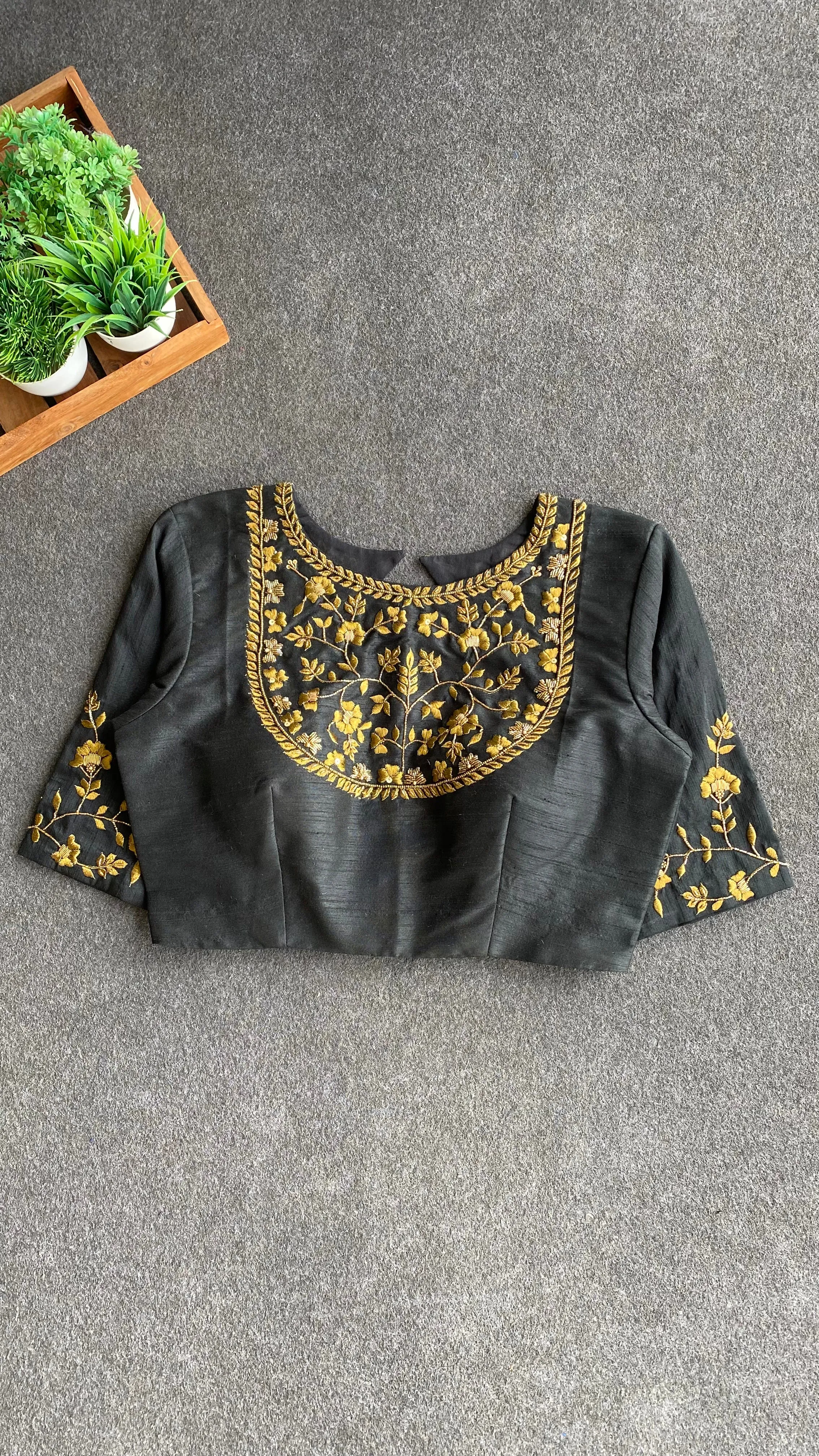 Black JEWEL front hand worked blouse (only blouse)