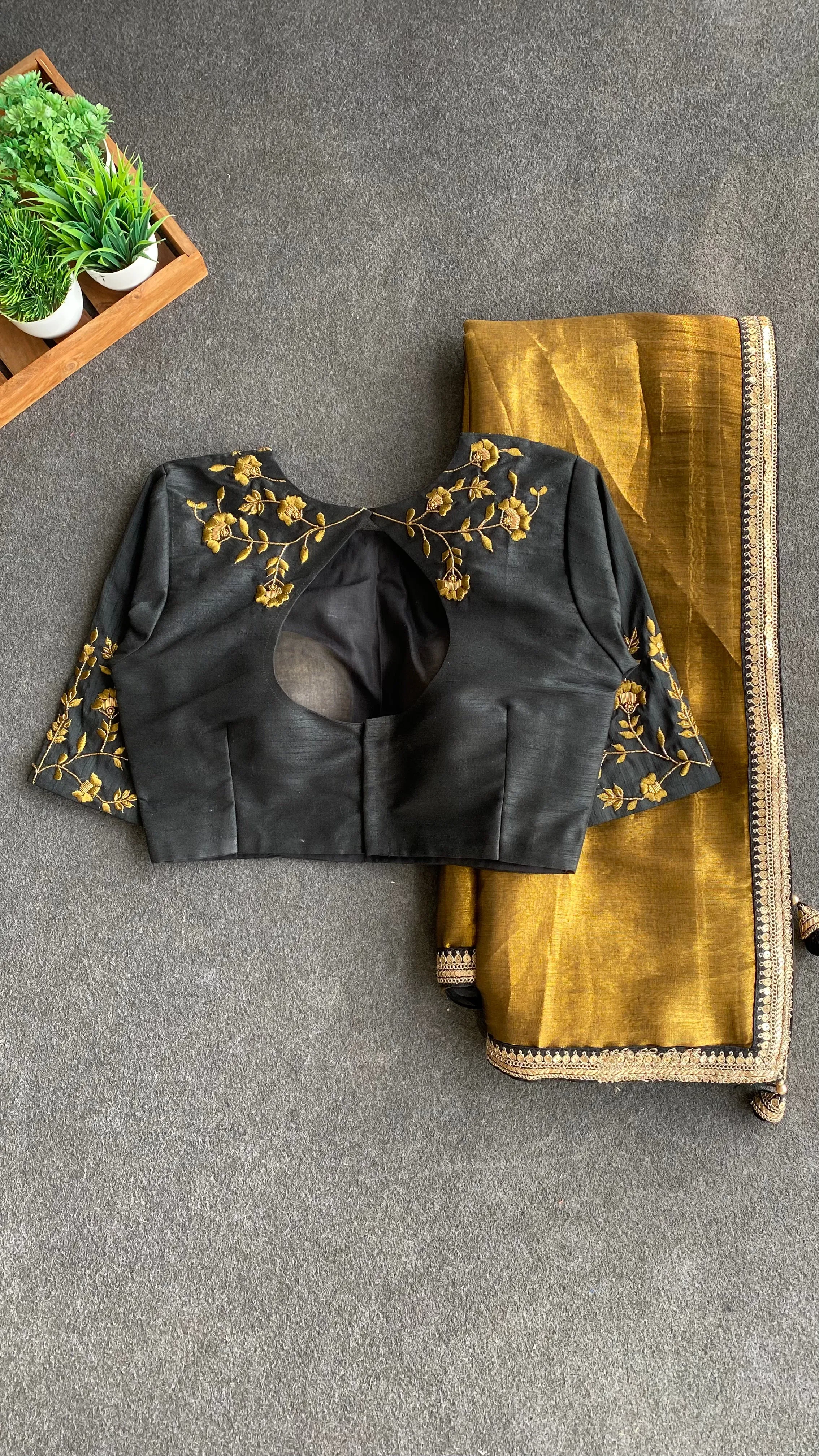 Black JEWEL front hand worked blouse (only blouse)