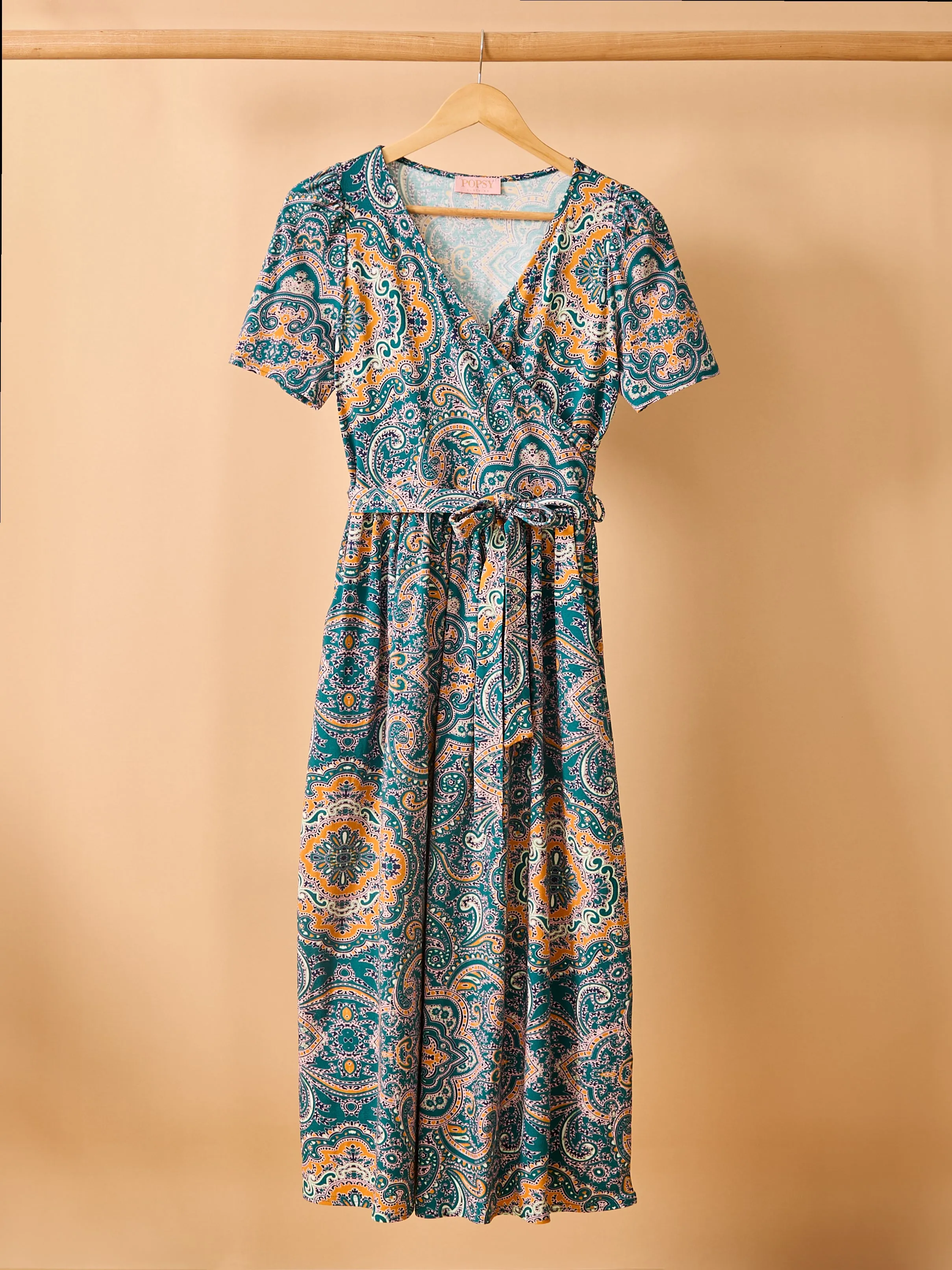 Blaine Paisley Tile Print Cotton Midaxi Dress