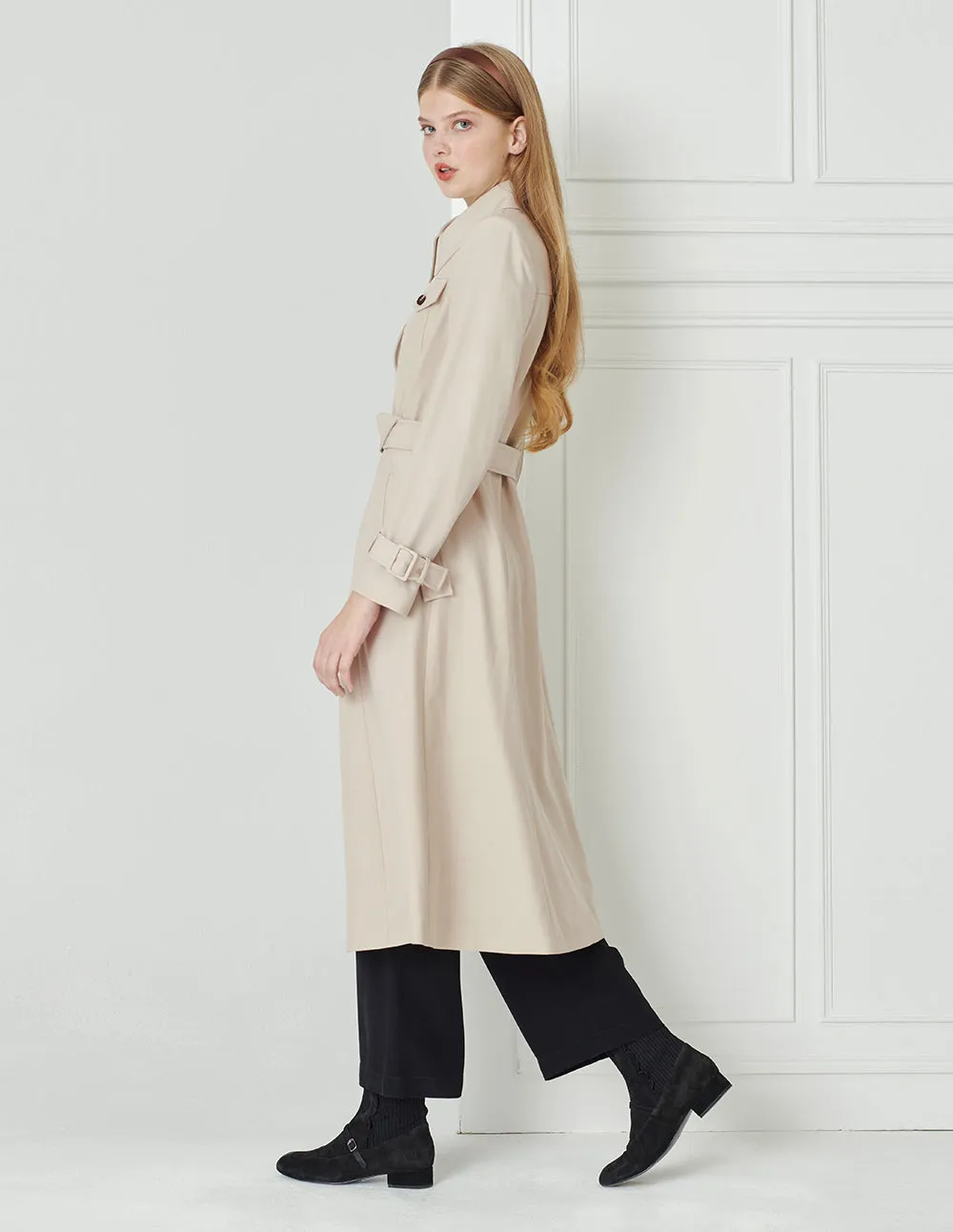 BORA AKSU Single-Breasted Lapel Wool Trench Coat