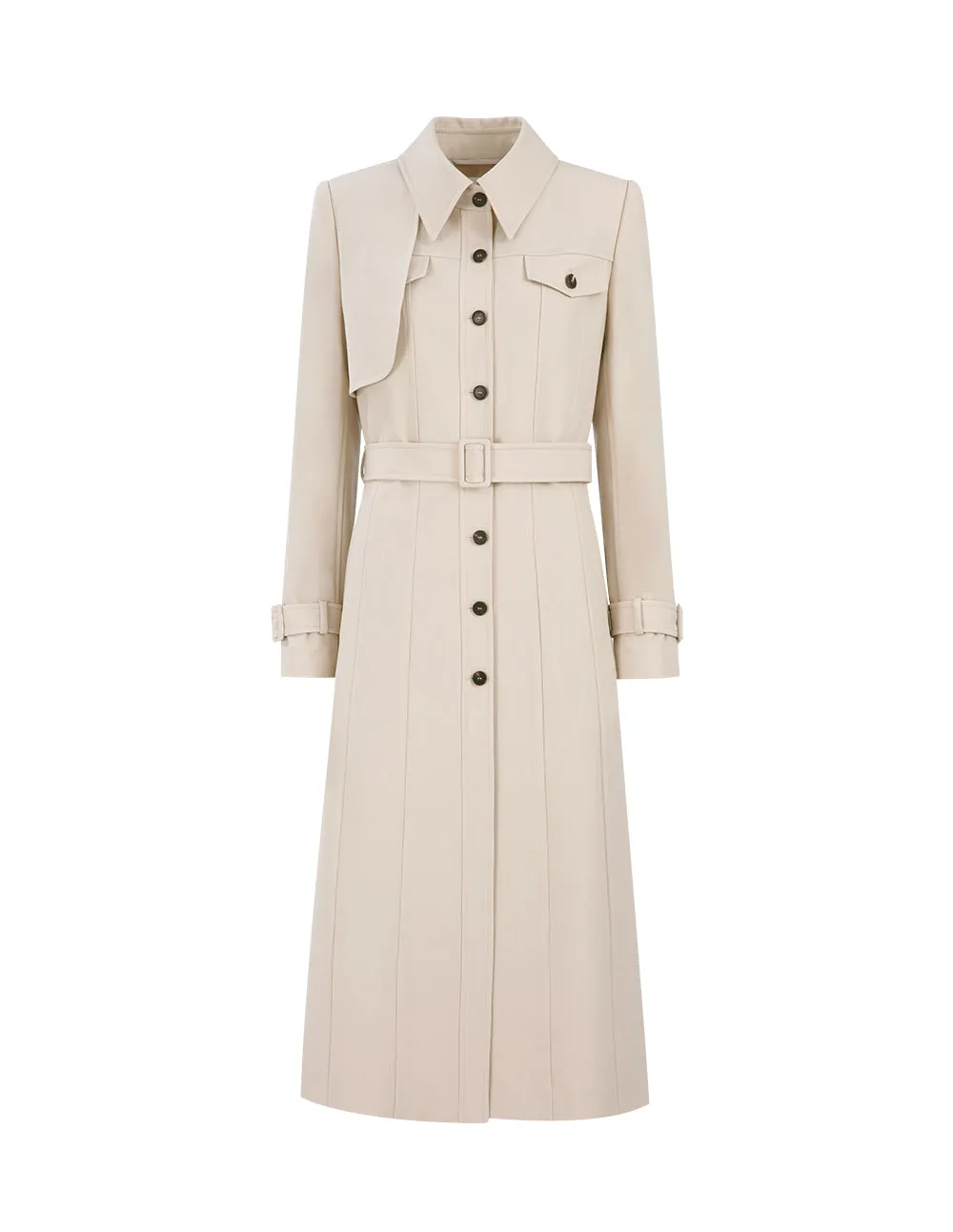 BORA AKSU Single-Breasted Lapel Wool Trench Coat