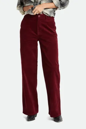 Brixton Victory Full Length Wide Leg Pant - Dark Burgundy