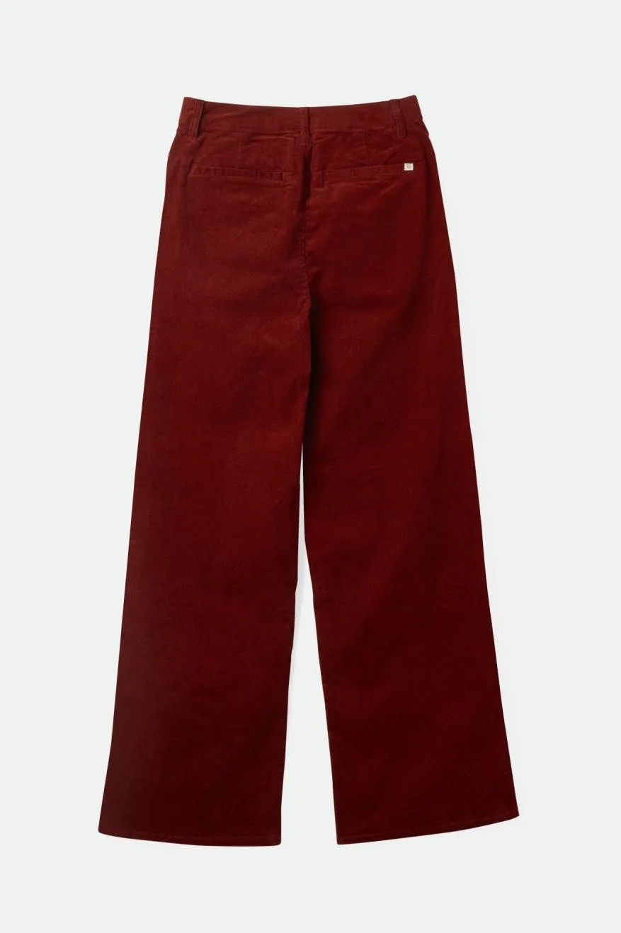 Brixton Victory Full Length Wide Leg Pant - Dark Burgundy