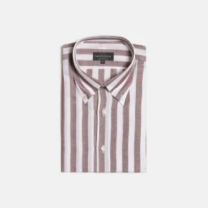 Button Down Shirt in Wide Brown Stripe