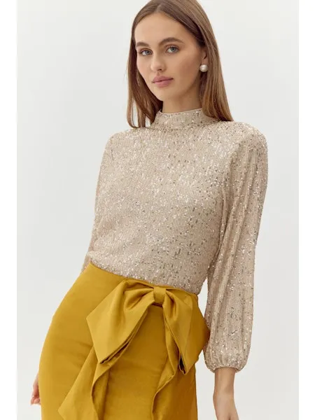 Cara High Neck Sequin Blouse