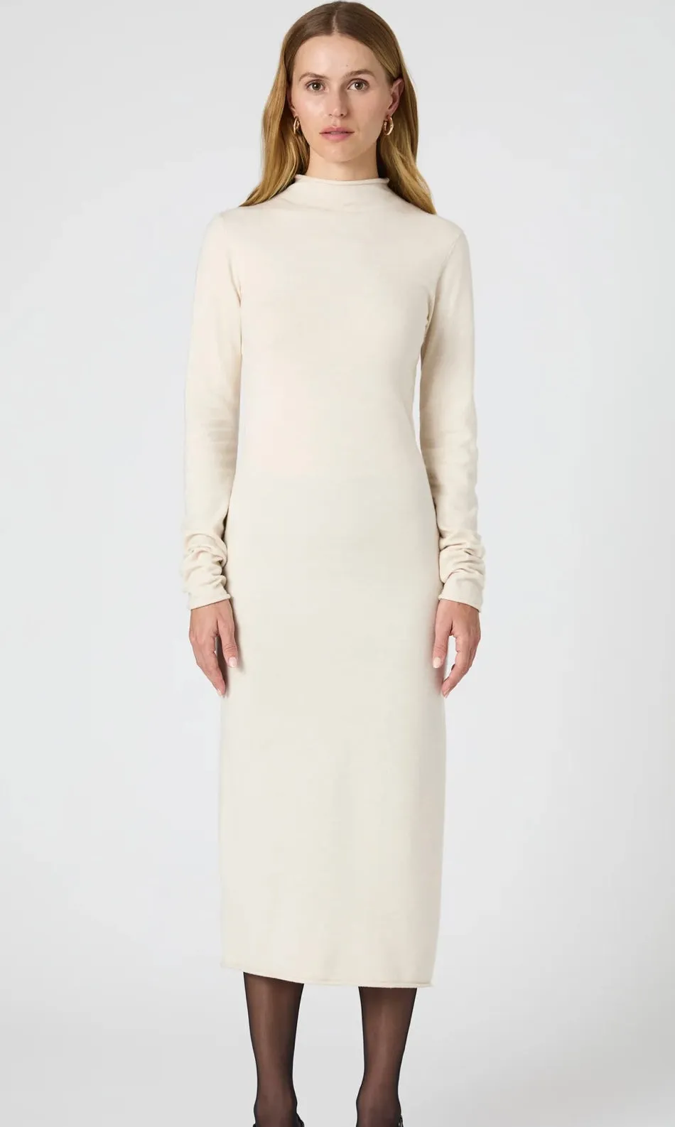 Cosysoft Side Split Midi Dress- Oatmeal