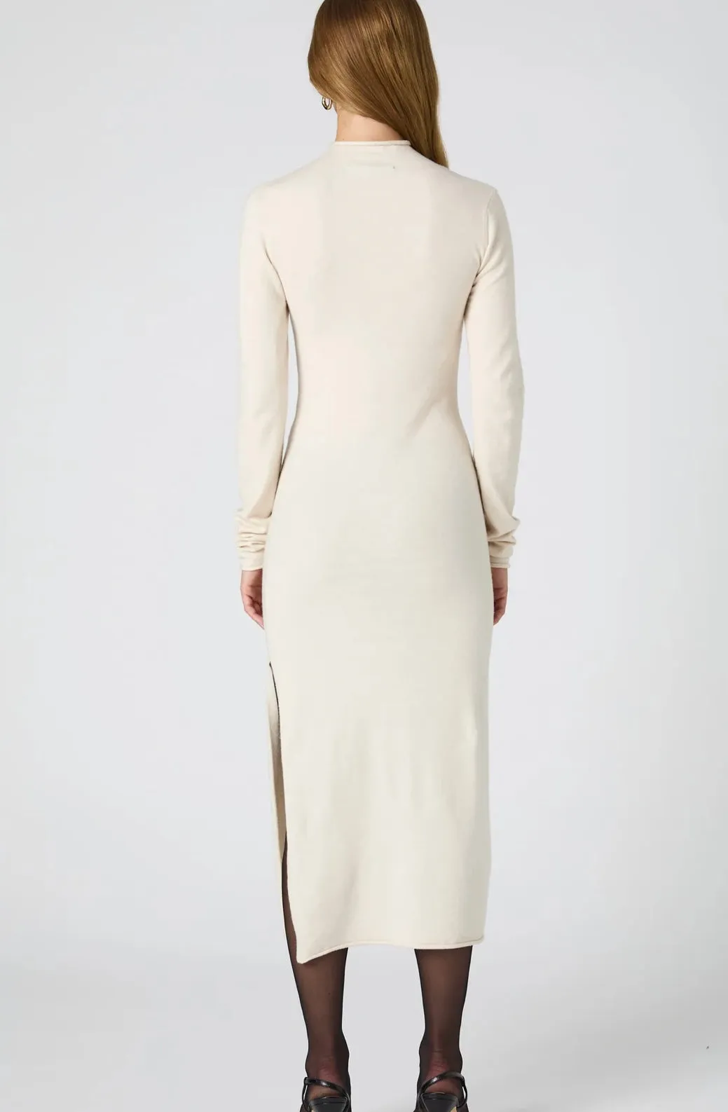 Cosysoft Side Split Midi Dress- Oatmeal