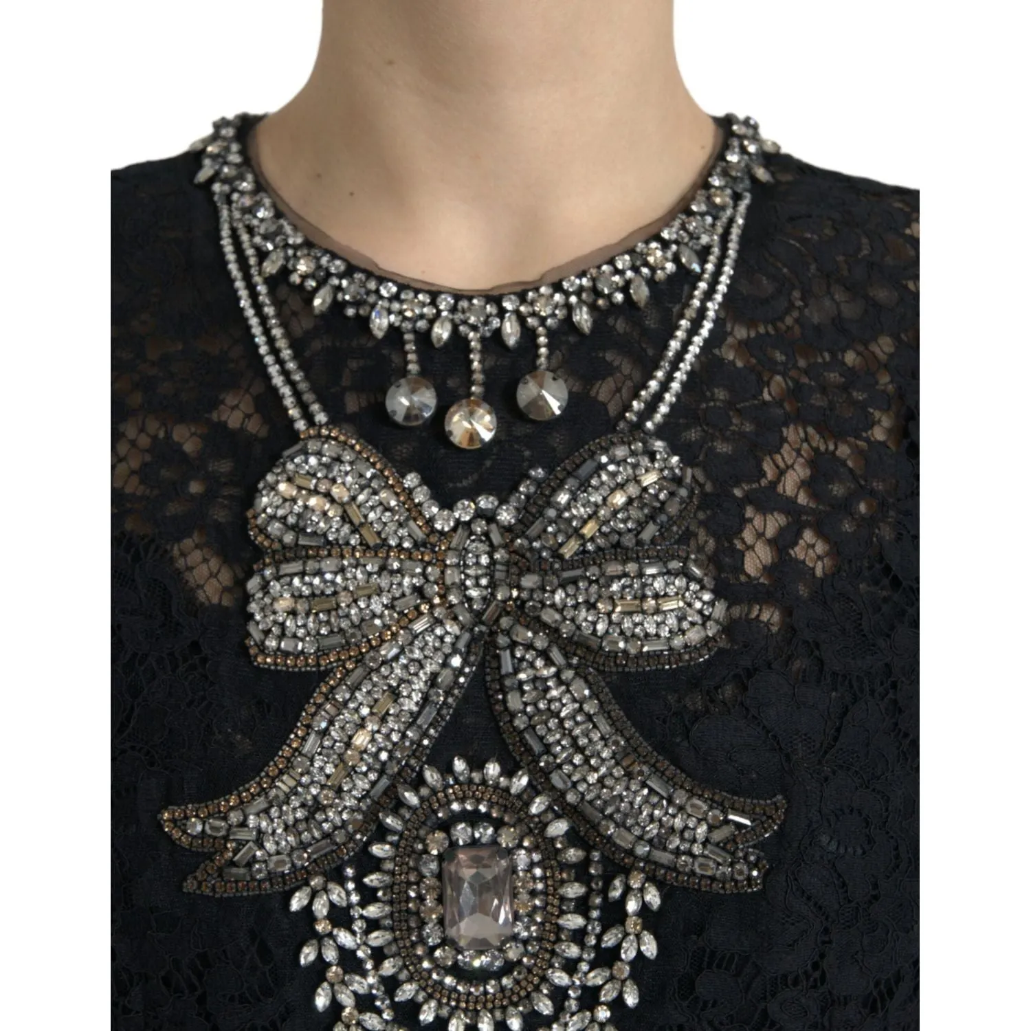 Dolce & Gabbana Elegant Crystal-Embellished Sheath Dress