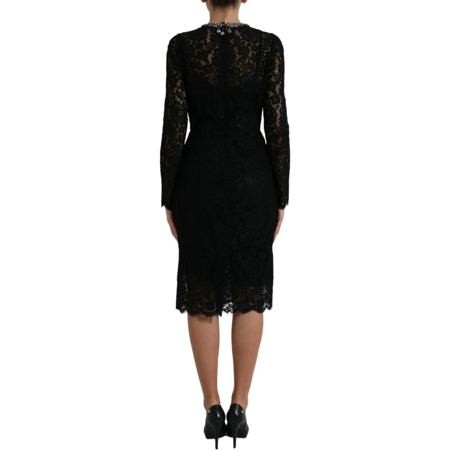 Dolce & Gabbana Elegant Crystal-Embellished Sheath Dress