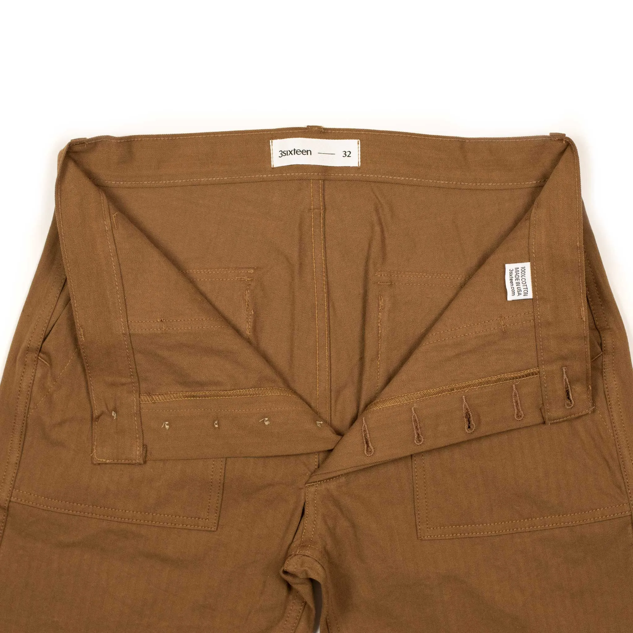 Fatigue pants in rust washed cotton herringbone twill