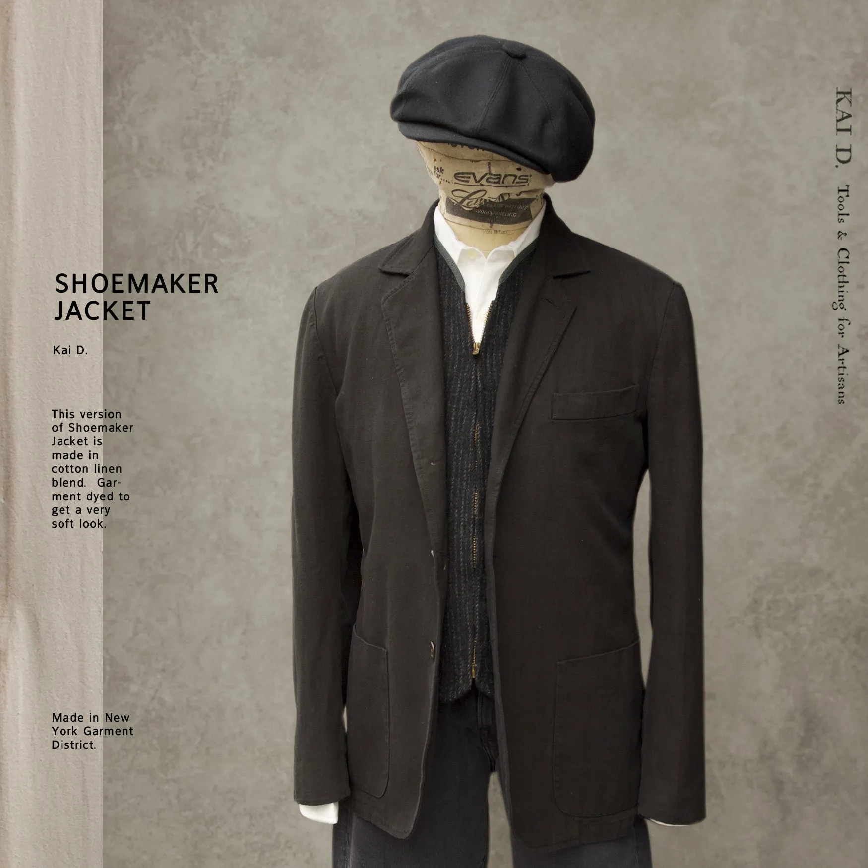 Garment Dyed Shoemaker Jacket - Black -  L