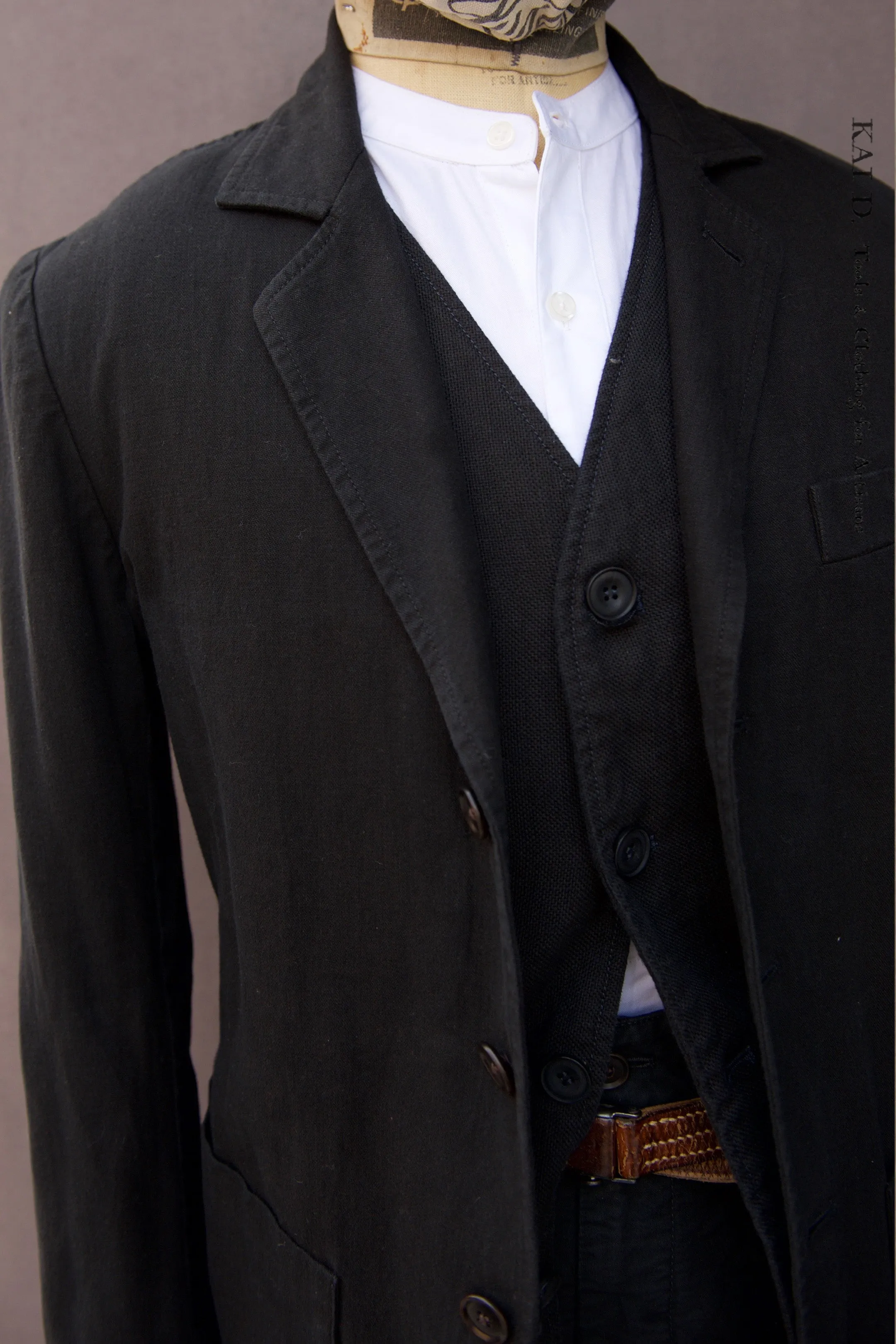 Garment Dyed Shoemaker Jacket - Black -  L