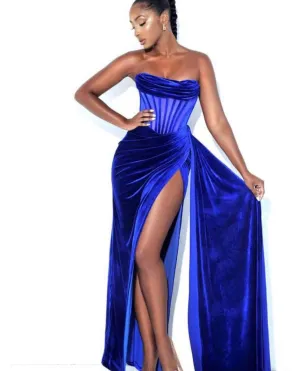 Goddess Velvet Royal Blue Dress