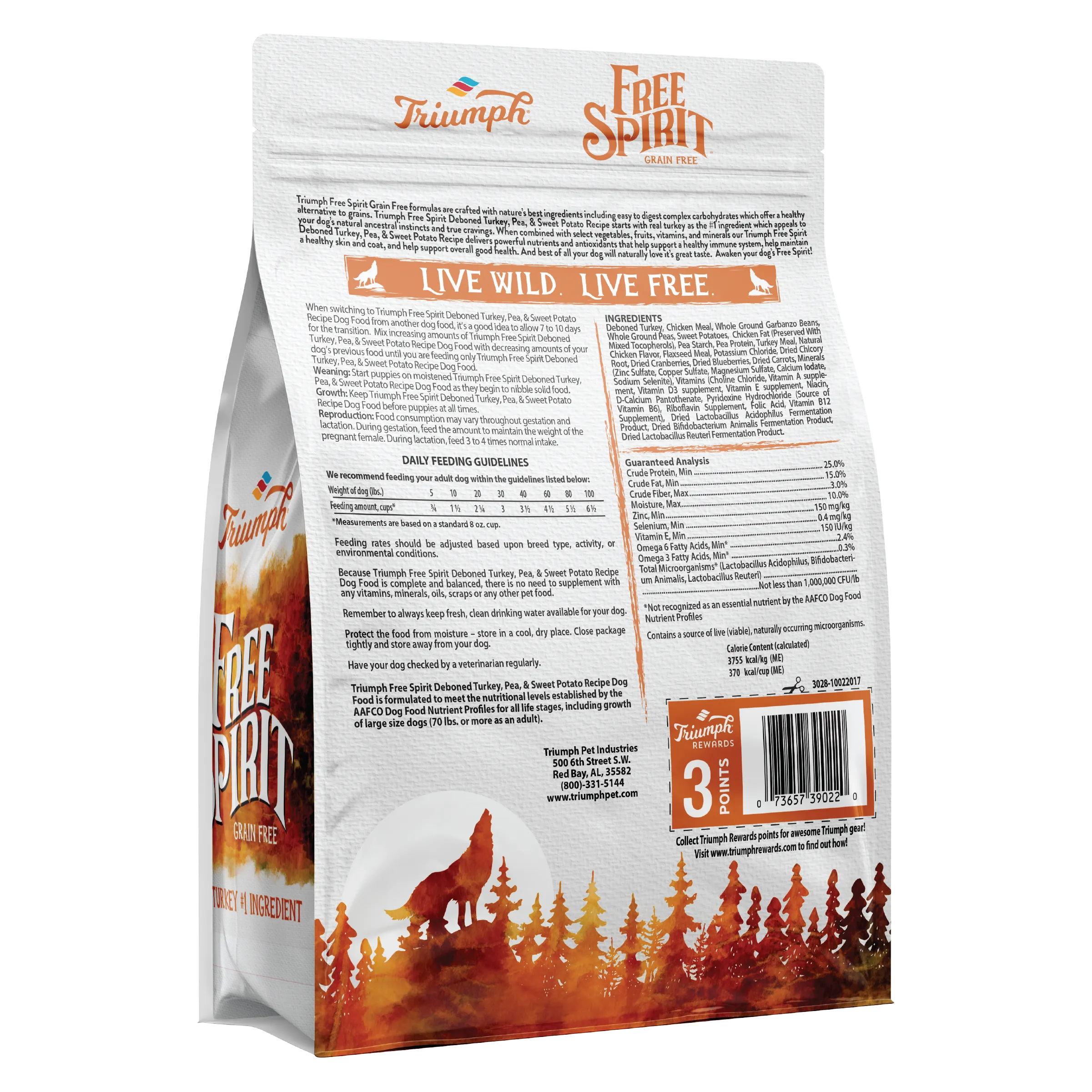 Grain Free Turkey, Pea, & Sweet Potato Dog Food | 3 LB, 14 LB, 26 LB | Triumph