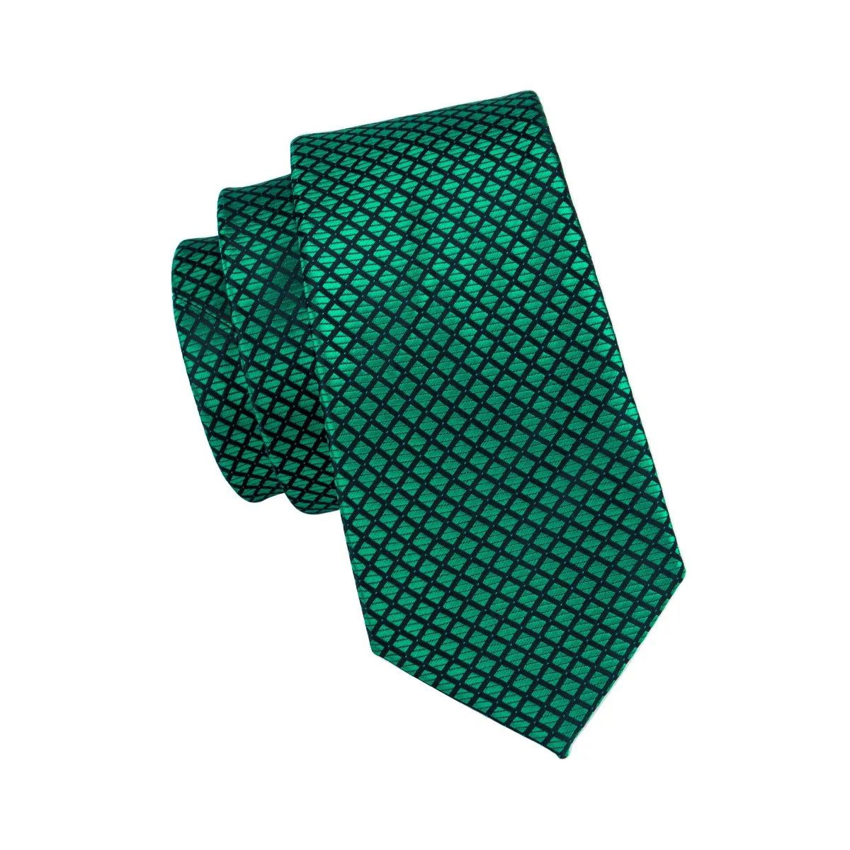 Green Plaid Tie Pocket Square Cufflinks Set Gift Box Set