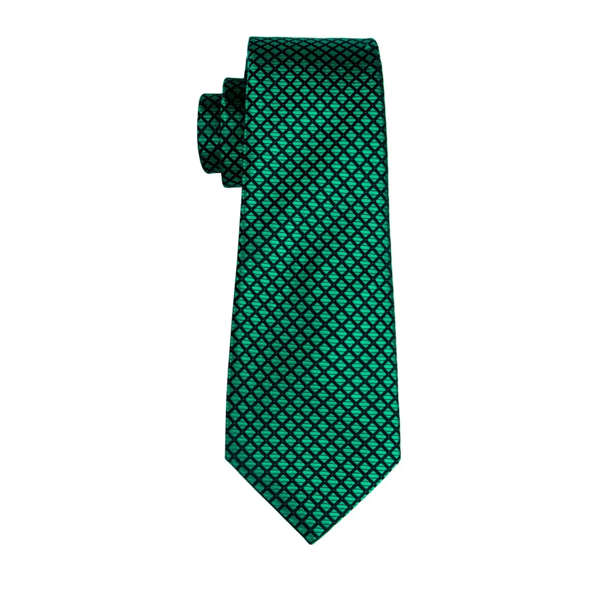 Green Plaid Tie Pocket Square Cufflinks Set Gift Box Set