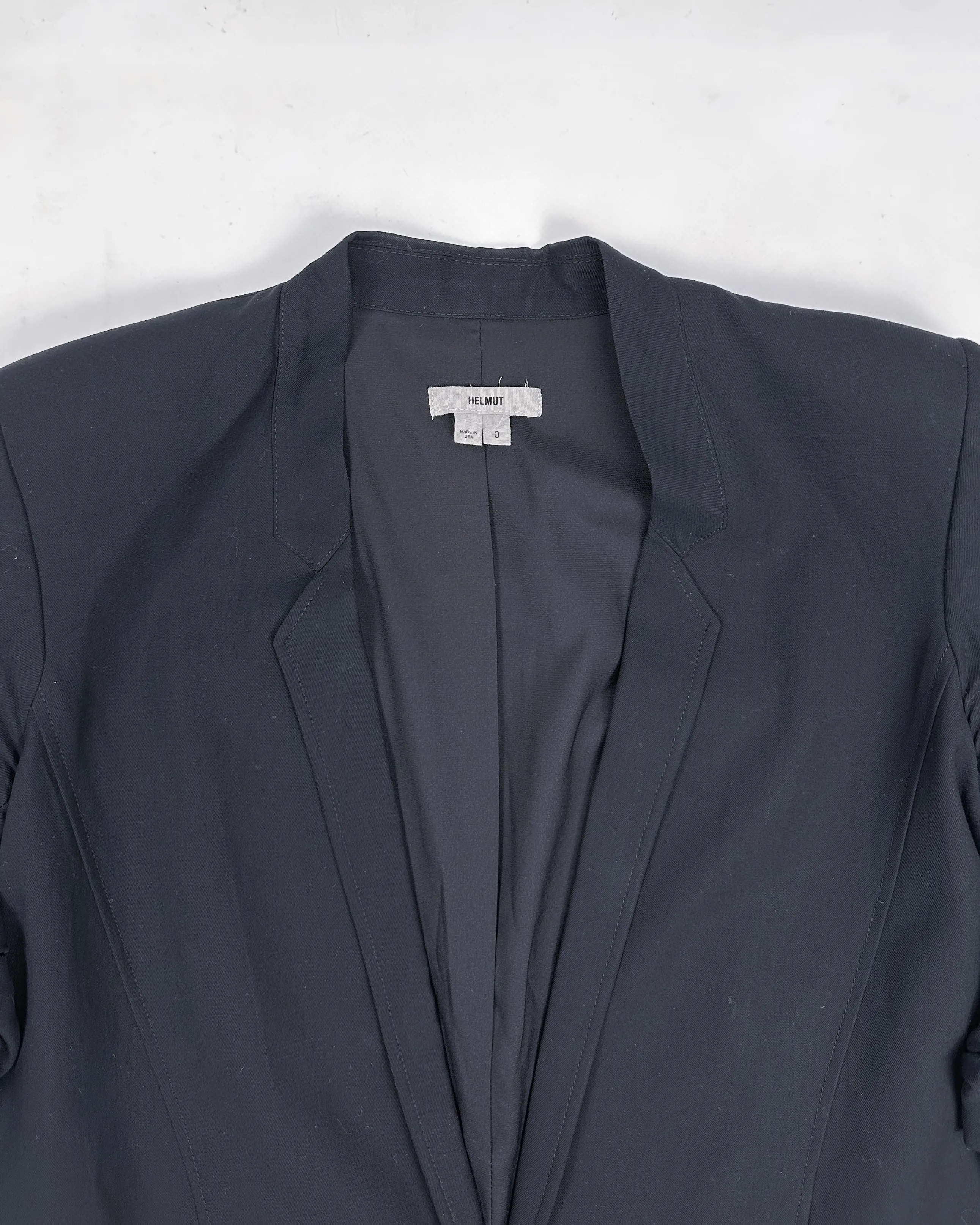 Helmut Lang Wrinkled Sleeves Black Blazer Made in USA 1990's