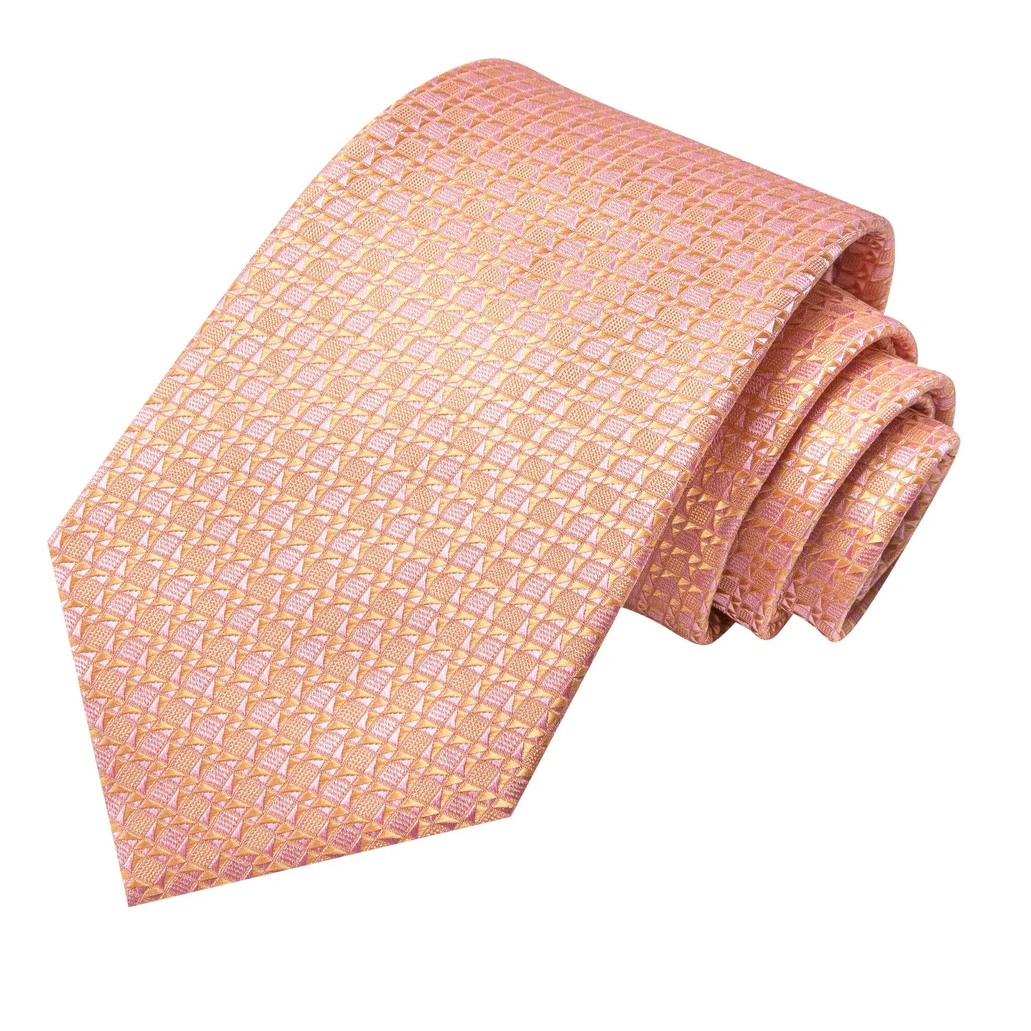 Hi-Tie Pink Yellow Novelty Men's Tie Pocket Square Cufflinks Set