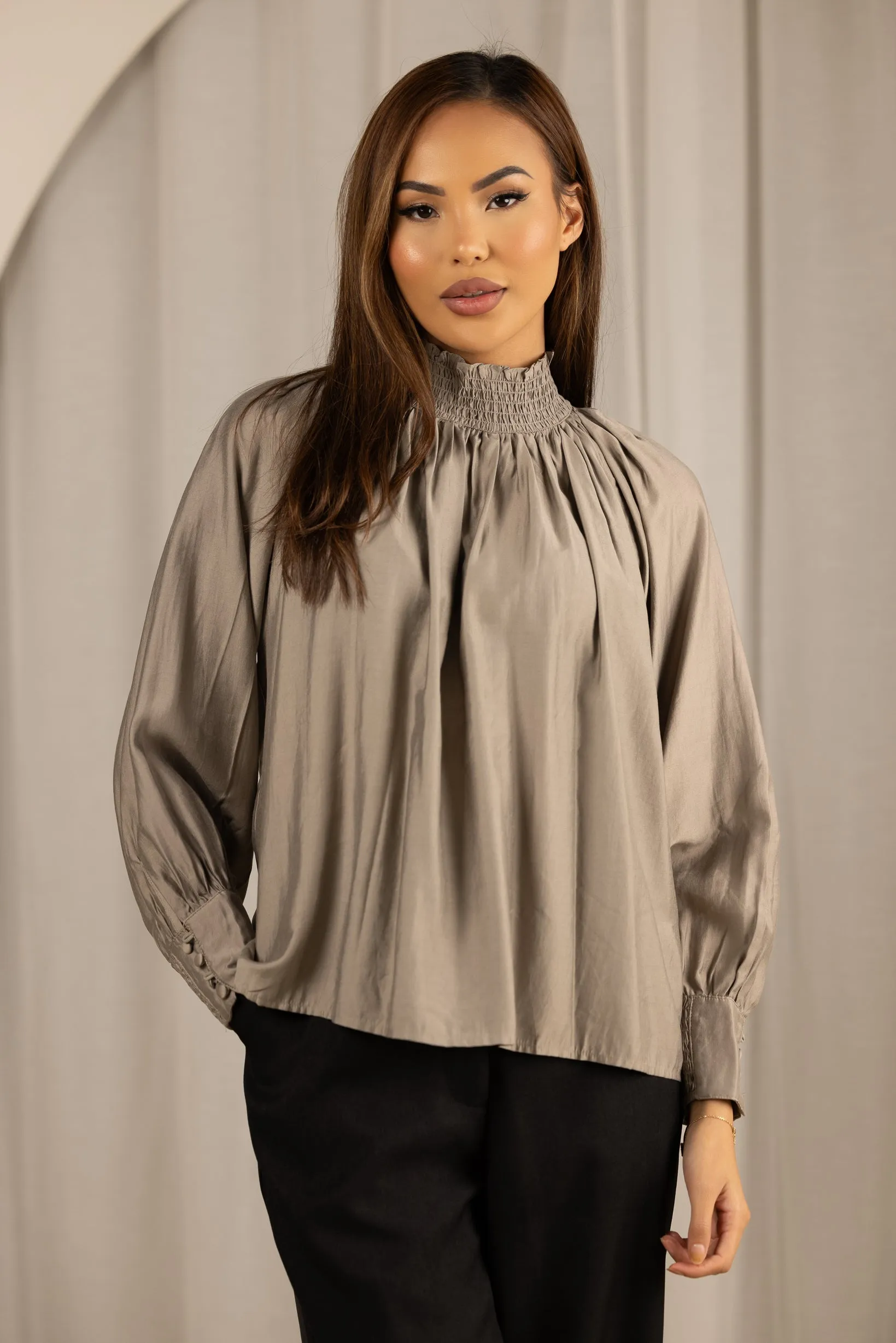 High Neck Detailed Blouse