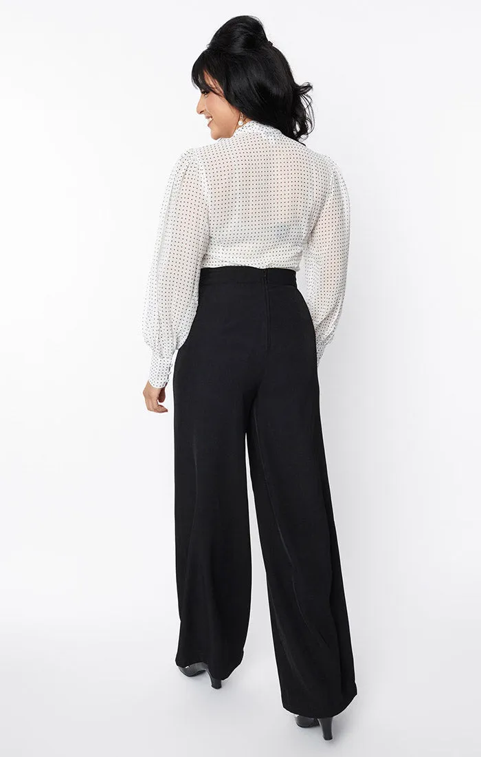 High Waist Wide Leg Trousers by Unique Vintage