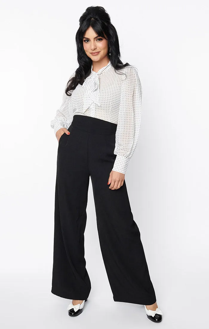 High Waist Wide Leg Trousers by Unique Vintage