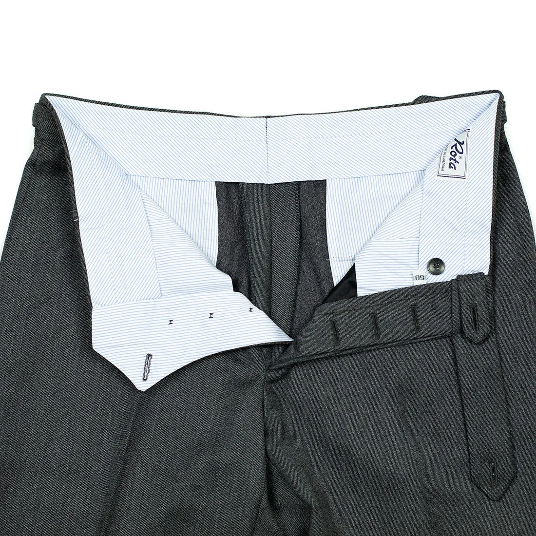 Higher-rise grey melange cavalry twill wool trousers (restock)