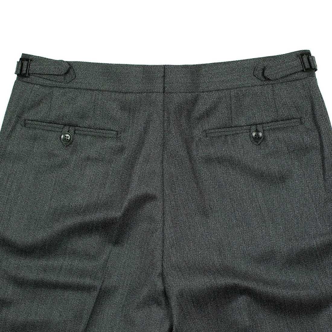 Higher-rise grey melange cavalry twill wool trousers (restock)