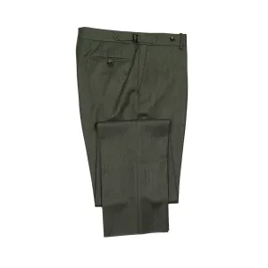 Higher-rise Olive Green Melange cavalry twill wool trousers (restock)