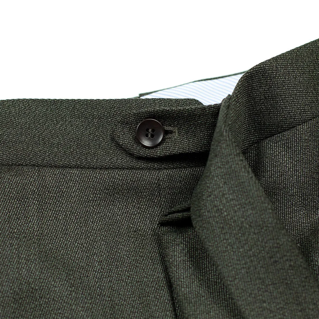 Higher-rise Olive Green Melange cavalry twill wool trousers (restock)