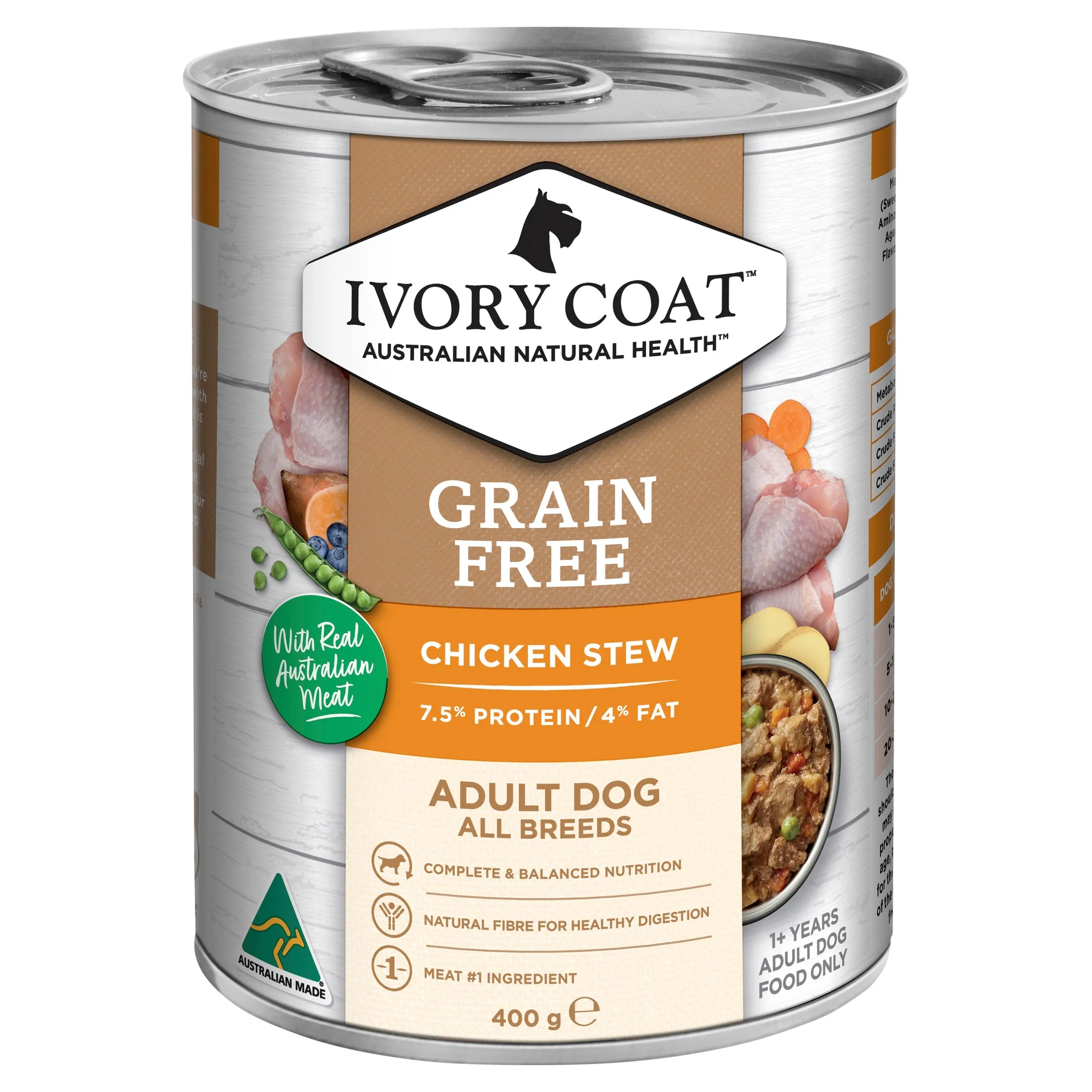 Ivory Coat Grain Free Chicken Stew Adult Dog Wet Food 400g x 12