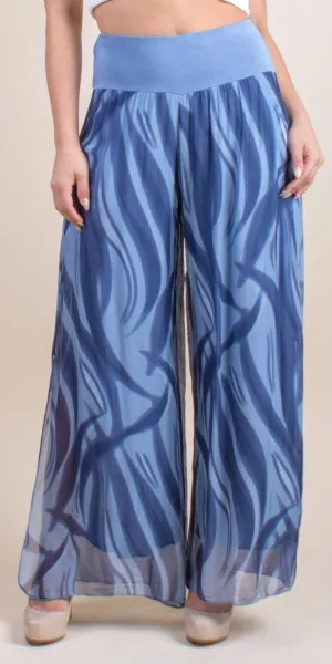 Jasmin Wave Print Slit Pant