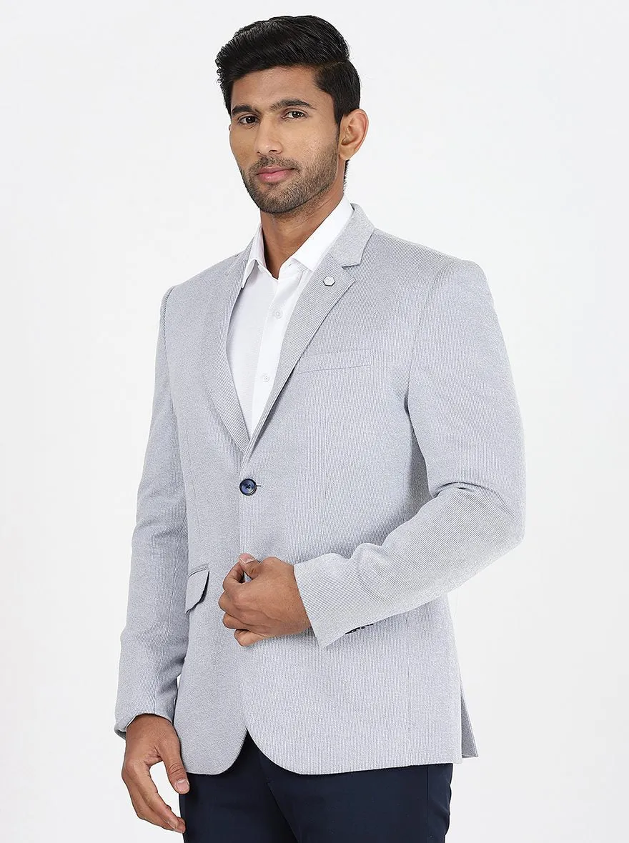 Light Blue Solid Regular Fit Blazer | JB Studio