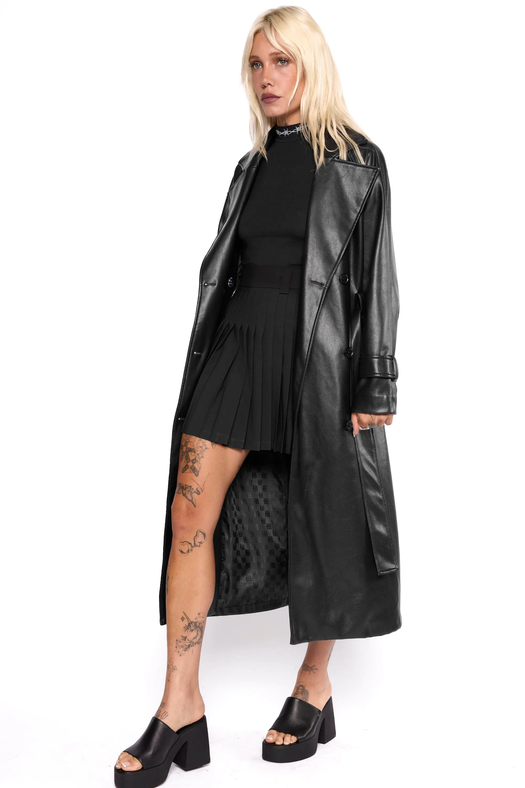 Mara Oversized Faux Leather Trench Coat